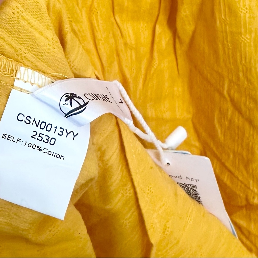 NWT Cupshe Bright Yellow Lace Up Mini Dress - Size: Large - Picture 4 of 8